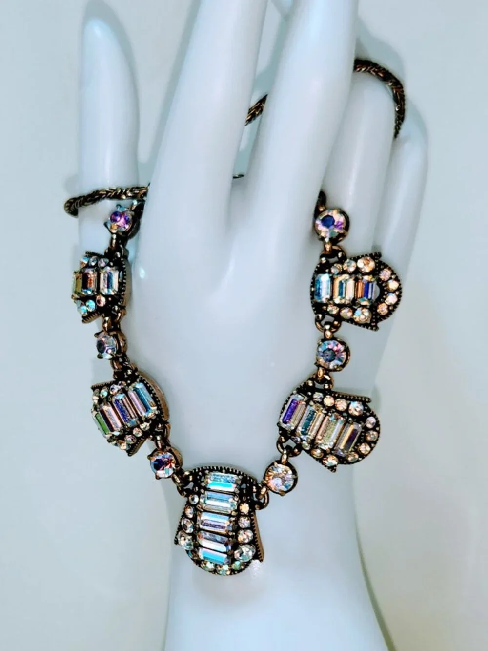 Hollycraft Crystal Aurora Borealis Rhinestone Necklace